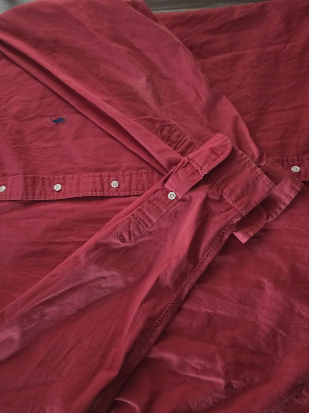 Polo by Ralph Lauren Red Long-Sleeve Button-Up Shirt with Navy Pony